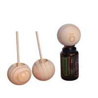 Boule diffuseur d'huiles essentielles en bois de pin de 35 mm avec bouteille d'huile, boule en bois parfumée naturelle pour l'aromathérapie, maison, voiture, sans odeur