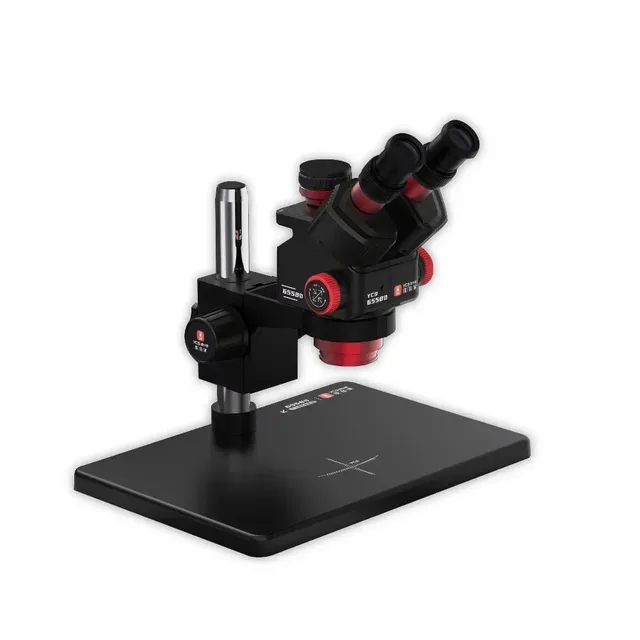 YCS 6558S HD Trinocular Microscope With Base 6.5X58 Zoom 4K Camera Light Kit for Mobile Phones PCB Welding Microscope Power Tool