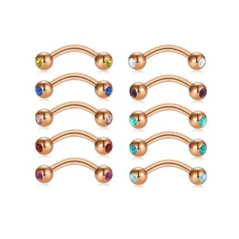 1PC 16G Curved Barbell Multi Color Size 8MM Bar 1.2mm Tongue Nipple Eyebrow Piercing Rings Matte Balls