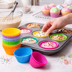 Moldes de Silicona Reutilizables para Muffins, Antiadherentes, Aptos para Hornear Cupcakes, Libres de BPA, para Horno y Freidora de Aire - Product Image 1