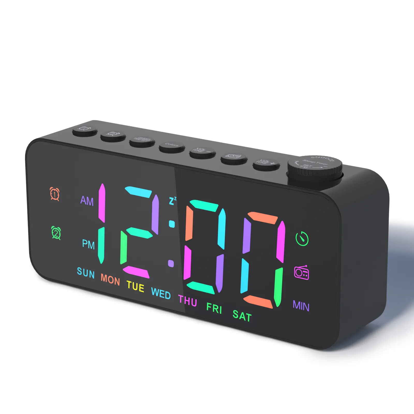 Student Rgb Smart 4 In 1 Wake Up Digital Alarm Clock Speaker With Radio Colorful Double Alarm Clock For Kids