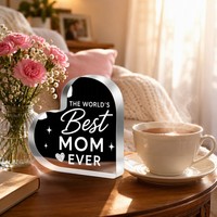 Exhibidor de Acrílico en Forma de Corazón con Texto Personalizado, Impresión UV, Recuerdo Romántico para San Valentín, Bodas, Día de la Madre