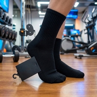 Chaussettes de sport antidérapantes à faible MOQ pour la pratique du fitness, avec coussinets en tissu éponge, en coton et fibre de bambou, jacquard, logo personnalisé, pour le yoga et l'entraînement, légères