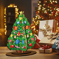 LS New 5D Christmas Tree Diamond Painting Single Side Poplar Density Board Wooden Ornament Classic Creative DIY Diamond Dot