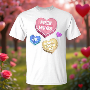 Débardeur T-shirt Cœurs Saint-Valentin – Câlins Gratuits, Moi, je plaisse ! Ne me touchez pas ! Produit Promotionnel - Product Image 3