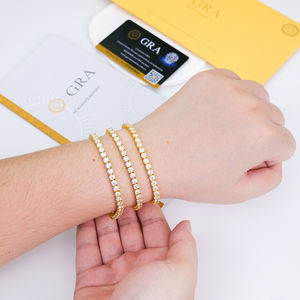 Bracelet Tennis en Moissanite Plaqué Or Jaune de 6 à 9 Pouces, en Argent Sterling 925 de Haute Qualité avec Certificat GRA, Bijoux pour Hommes Style Hip Hop - Product Image 3