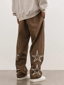 Pantalon décontracté en coton léger pour homme, coupe droite, avec cordon de serrage, style rétro tendance, style streetwear - Product Image 3