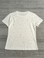 Production personnalisée, nouvelle collection été, t-shirt femme slim fit à pois, col rond, entièrement orné de diamants