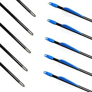 Flèches en fibre de verre noires de 73,7 cm avec tête métallique, accessoires de tir à l'arc durables, flèches avec queue <span class=keywords><strong>bleue</strong></span> pour l'activité de tir à l'arc - Product Image 3