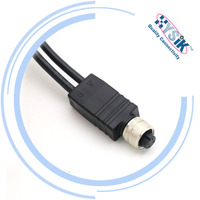 Kabel Y Splitter M12 4 Pin Female ke 2 M8 4 Pin Female Berkode A 1m untuk Pengkabelan Paralel Sensor