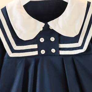 Vestido <span class=keywords><strong>de</strong></span> princesa <span class=keywords><strong>de</strong></span> otoño versión coreana <span class=keywords><strong>de</strong></span> estilo dulce para niñas, falda <span class=keywords><strong>de</strong></span> solapa <span class=keywords><strong>de</strong></span> <span class=keywords><strong>Academia</strong></span> azul marino <span class=keywords><strong>de</strong></span> manga larga para bebés, minivolantes - Product Image 5