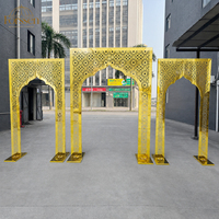 Arche de mariage 3 pièces en métal doré, support de décoration de scène marocain islamique arabe pour événements de mariage musulmans