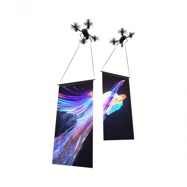 P15 P20 P25 Drone-mounted Ultra-Light Mesh Flying Advertisement LED Display Screen with Drone Show