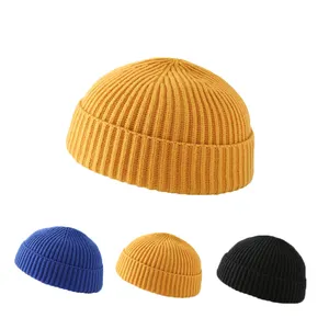 Hot Selling Custom Wol Knit Slouchy Beanie Voor Vrouw Man Visser Cap Muts