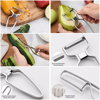 Goedkope fabrieksgroothandel 2-delige set handmatige schilmesjes van roestvrij staal met ergonomische handgreep, Y-vormig & recht, voor groenten en fruit