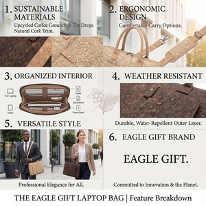 Wholesale Recycled Coffee Grounds Laptop Bag Letter Pattern Hand Length Handle Customized Closure Waterproof Stain Resistant - Product Image 5