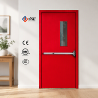 Porte coupe-feu en acier certifiée, à simple ou double battant, avec panneau de vision en verre, pour évacuation d'urgence