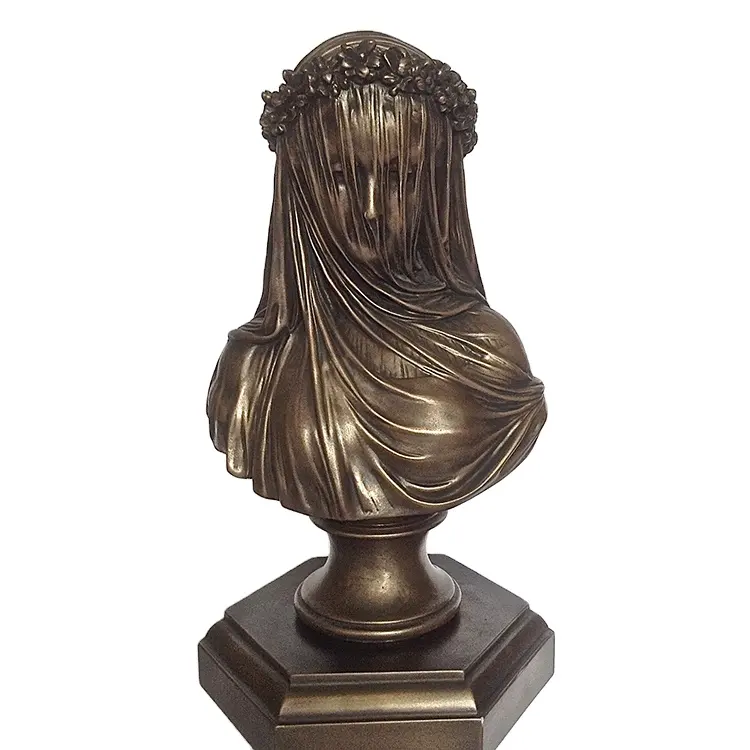 Estatua de bronce para decoración del hogar, artículo moderno, busto de chica, velo, a la venta