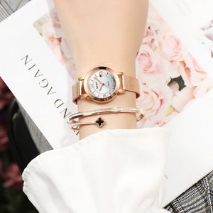 Montre pour femme avec finition luminescente, étanche, calendrier simple, bracelet en acier inoxydable, montre à quartz polyvalente. - Product Image 4