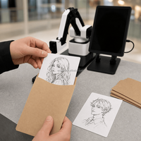 Robot qui dessine des portraits de visiteurs pour les attractions touristiques, bras robotique interactif pour dessin, installation artistique publique, robot artistique