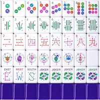 Tarjeta de Mahjong Europea y Americana al por Mayor, Mini Tarjeta de Mano Portátil con Combinación de Colores, Cuatro Capas de PVC, Tarjeta Estrella Morada