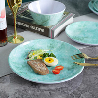 Assiettes en mélamine personnalisées à motif marbre turquoise pour la décoration de tables de restaurant et la salle à manger à domicile