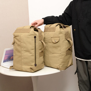 Sac à dos multifonctionnel de grande capacité pour hommes, en toile, pour randonnée, voyage en plein air, sport, sac seau, bagage à main - Product Image 6