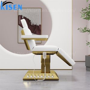 Kisen 2024 Table d'esthéticienne moderne de luxe en or blanc Salon de beauté électrique Tables et lits de <span class=keywords><strong>massage</strong></span> thermique - Product Image 5