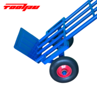 Chariot pliable portable TOOLPU de 1,3 mètre à 5 plateaux, finition huilée BLEU, grande capacité, chariot à main robuste pour usine