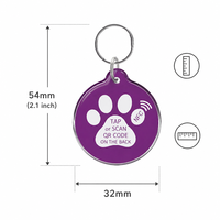 Vente en gros d'étiquettes d'identification intelligentes NFC personnalisées pour animaux de compagnie, étiquette de nom de chien avec code QR, motif animal en cristal, durable, étiquette de collier personnalisée pour animaux de compagnie