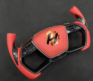 Volant <span class=keywords><strong>sport</strong></span> de luxe en cuir et fibre de carbone avec LED pour <span class=keywords><strong>Audi</strong></span> S4-S7 RS3-RS7 Q3-Q8 A3-A8 B9-B8.5 R8 TT C8 RS6 A7 Q7 A4 Q5 RS4 - Product Image 3
