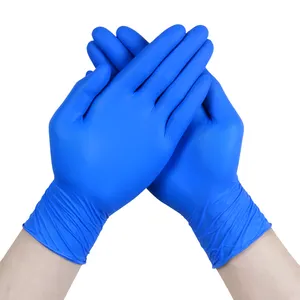 Guantes de examen médico de nitrilo, guantes de nitrilo desechables transparentes, guantes de examen de nitrilo azul