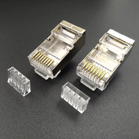 Connecteur RJ45 UTP modulaire Ethernet CAT6 blindé transparent de haute qualité Coorle, corps long, 8P8C mâle, barre de charge plaquée or