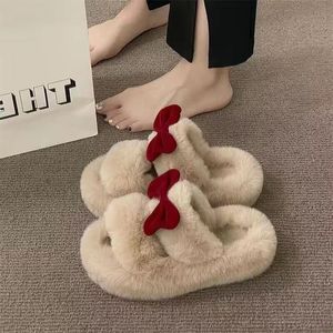 Semplici Pantofole Invernali/Autunnali da Donna con Suola Spessa in Cotone e Fiocchi, Ciabatte Morbide e Pelose - Product Image 5