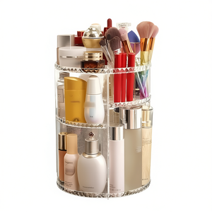 Organisateur cosmétique transparent Myrva 10-20L, conteneur de rangement rotatif pour maquillage, style élégant pour les produits de beauté - Product Image 1