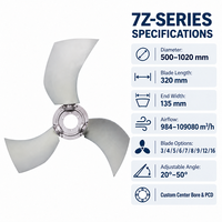 Ventilateur d'échappement 3 pales PAG en polyamide, pales courbées à angle réglable, haute résistance, pour moteur diesel, moissonneuse-batteuse
