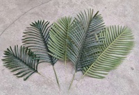 Vente en gros de feuilles de palmier artificielles tropicales de haute qualité, plusieurs styles, pour balcon, structure d'escalade pour chat, palmiers en forme de cocotier