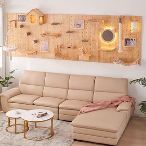 Tiragraffi e Cuccia Integrati per Gatti, Moderni, Senza Foratura, per Piccoli Spazi Domestici, con Pannello Forato da Parete, Tiragraffi e Amaca in Cartone - Product Image 2