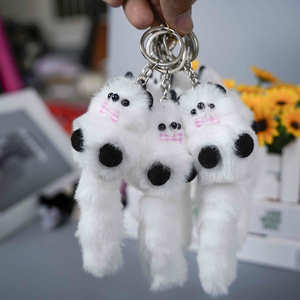 Fourrure de vison Pom Pom Ball mignon <span class=keywords><strong>ours</strong></span> raton laveur porte-clés breloques moelleux arc longue queue renard porte-clés jouets en peluche sacs breloque voiture porte-clés - Product Image 5