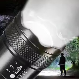 Senter Led elektronik plastik, lampu senter Led kuat jarak jauh tahan air portabel isi ulang daya - Product Image 5