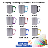 Mug de camping en acier inoxydable ZP avec logo personnalisé, 7 oz et 10 oz, pour la randonnée et le camping, avec poignée mousqueton