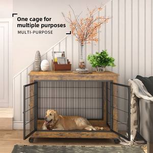 Vente chaude Meubles Style Chien Caisse Table D'appoint sur Roues Décoratif Pet House Heavy Duty Chenil avec Double Portes et Haut Élévateur - Product Image 2