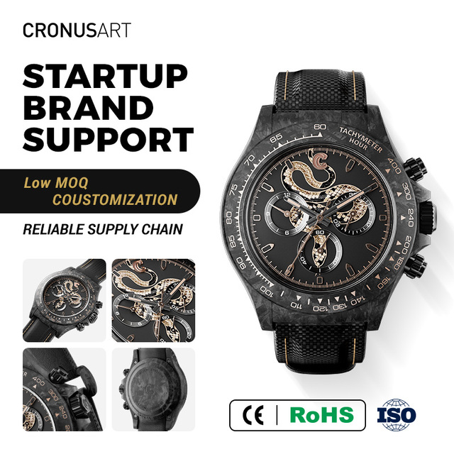 Day-tona Hangzhou Luxury Snake Automatic Mechanical Watch for Men-Carbon Fiber Case Sapphire Crystal 40mm Dial Business Use