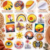 Patch brodé thermocollant ou à coudre, style bohème, motif soleil, arc-en-ciel, fleur, papillon, montagne, œil, vente en gros