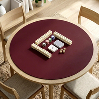 Tapis de jeu de Mahjong rond en PU 50*50cm, accessoires de jeu de Mahjong en cuir de qualité supérieure, dessous de plat, cadeau pour les amateurs de Mahjong