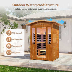Sauna Tradicional de Infrarrojos Lejanos para 2 Personas, con Control Digital, de Madera Sólida de Cedro Rojo y Hemlock, para Jardín o Patio - Product Image 4
