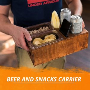 Luxus Bier Getränk Veranstalter Box und Snack <span class=keywords><strong>Couch</strong></span> Getränke halter Sofa Arm Tisch Tablett Untersetzer Holz <span class=keywords><strong>Couch</strong></span> und Bett becher halter - Product Image 3