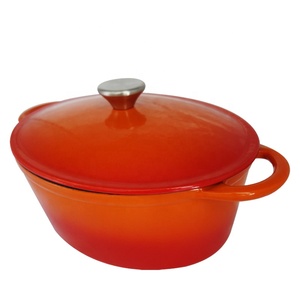 Casserole <span class=keywords><strong>en</strong></span> <span class=keywords><strong>fonte</strong></span> d'ustensiles de cuisine ovales émaillés colorés avec deux poignées four hollandais <span class=keywords><strong>grande</strong></span> <span class=keywords><strong>capacité</strong></span> bouillon de soupe marmite - Product Image 1