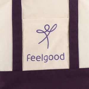 Sac fourre-tout en coton écologique de grande capacité, professionnel, pour l'extérieur, avec patchwork coloré et logo brodé personnalisé - Product Image 2