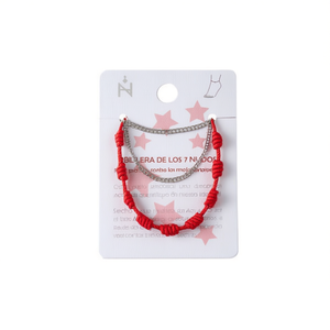 Cavigliera in acciaio inossidabile a sette nodi, braccialetto rosso fatto a mano per la protezione delle donne - Product Image 2